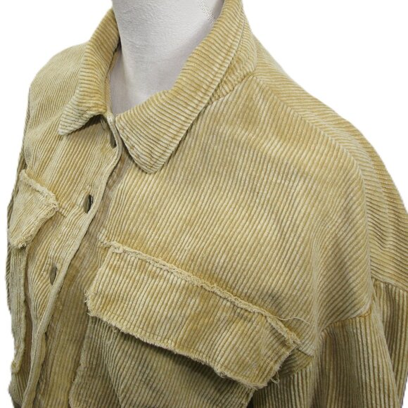 POL Light Tan Cropped Distressed Corduroy 3/4 Wide Sleeve Size Small - Picture 2 of 7